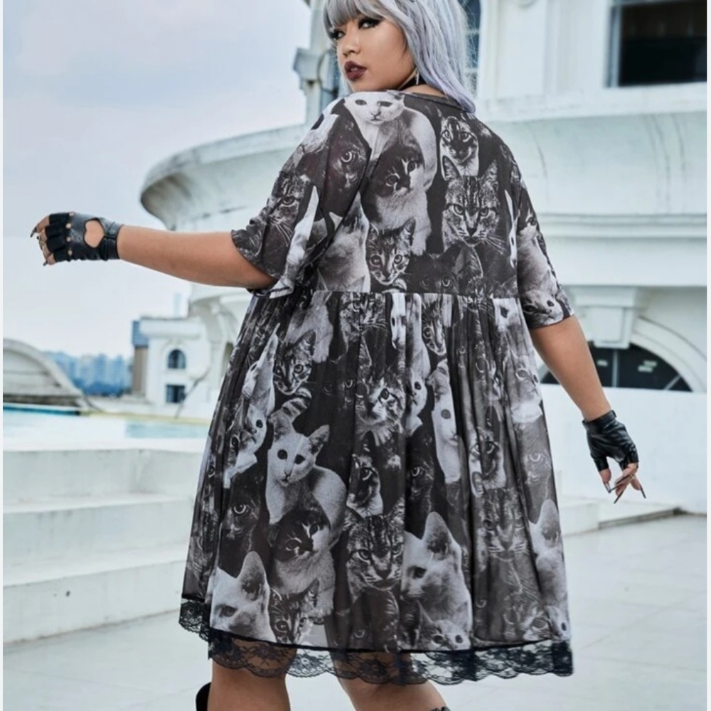 SHEIN* Cat Print Dress - Picture 2 of 4